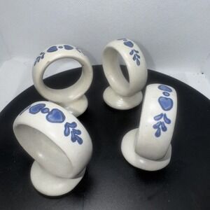 Vintage Pfaltzgraff Yorktowne Set of (4) Stoneware Napkin Rings